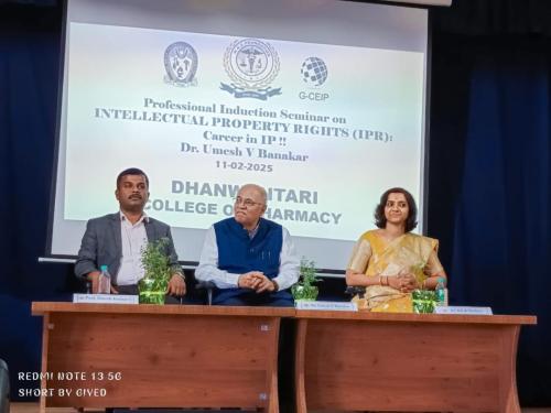 One Day Seminar on IPR- Dhanwantari College of Pharmacy, Bangalore- Feb. 11, 2025